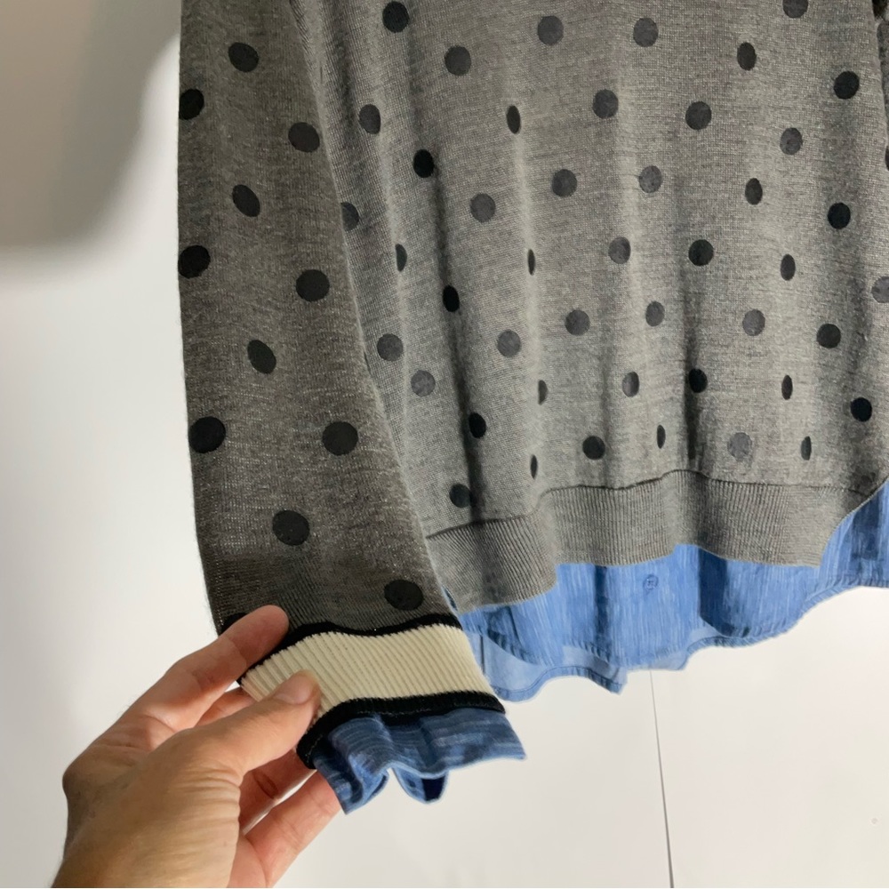 Gray Polka Dot V-Neck Sweater - Picture 8 of 16